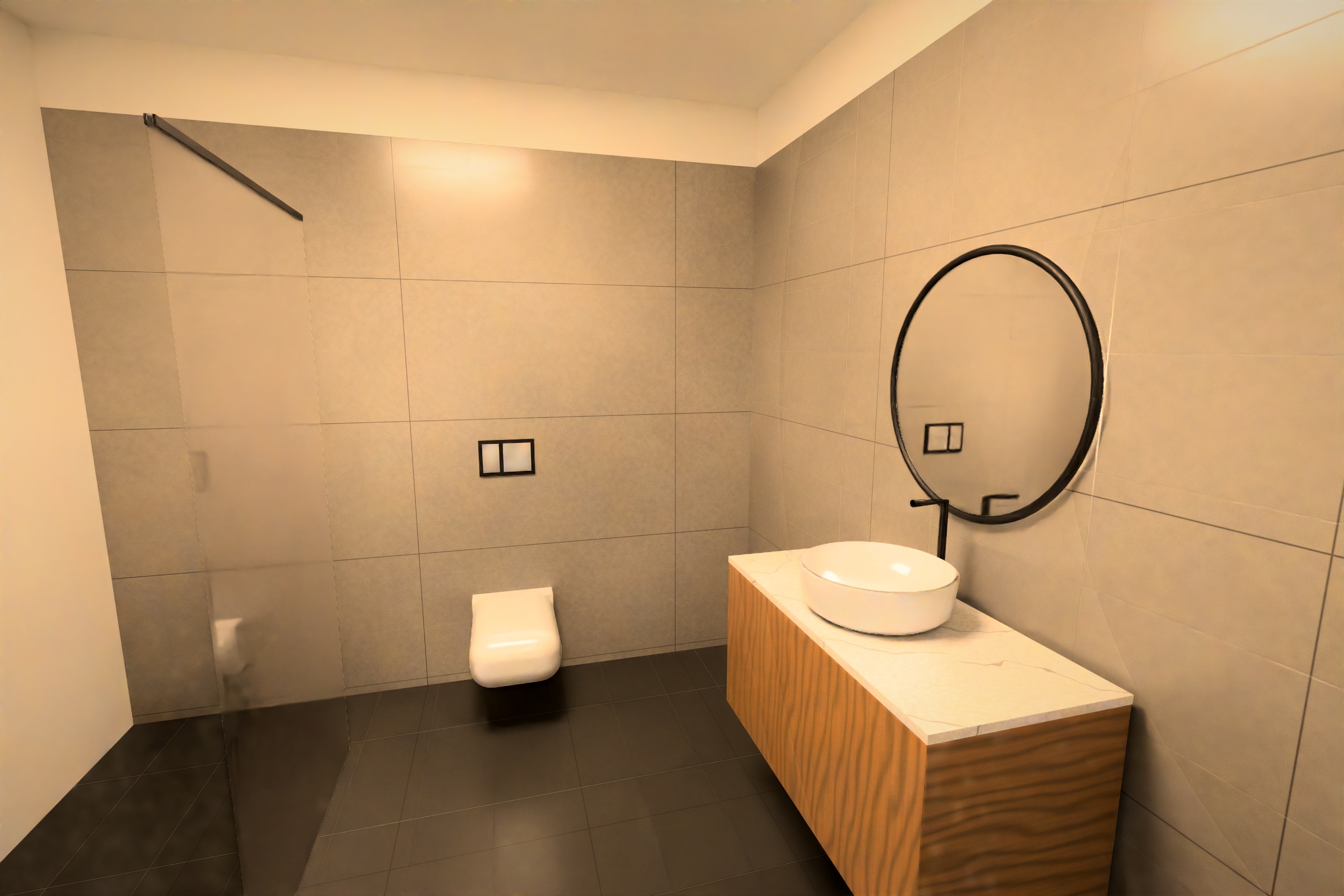 Badezimmer im Obergeschoss – Gestaltungsbeispiel