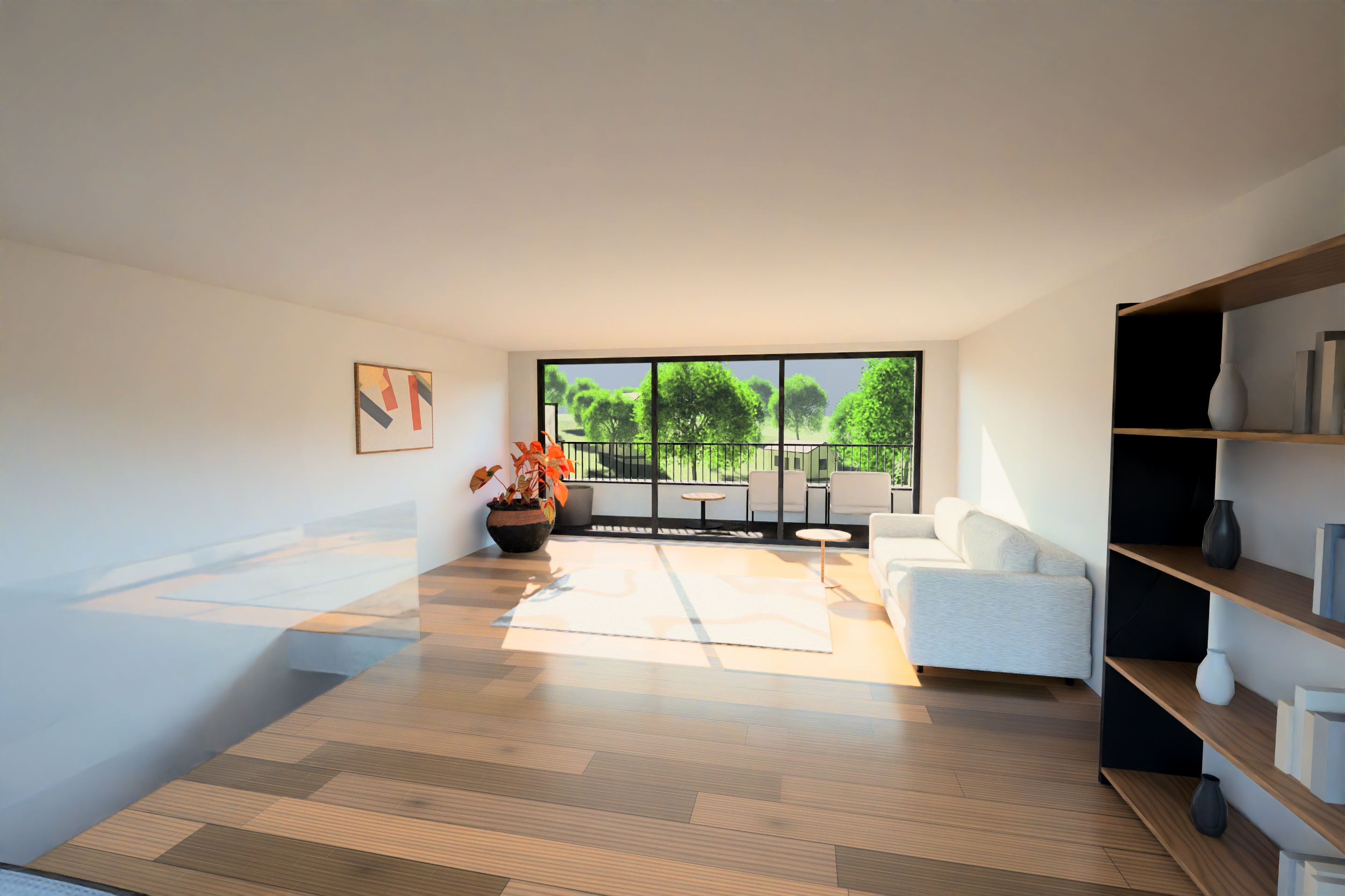 Helles Studio im Staffelgeschoss mit Zugang zur Dachterrasse