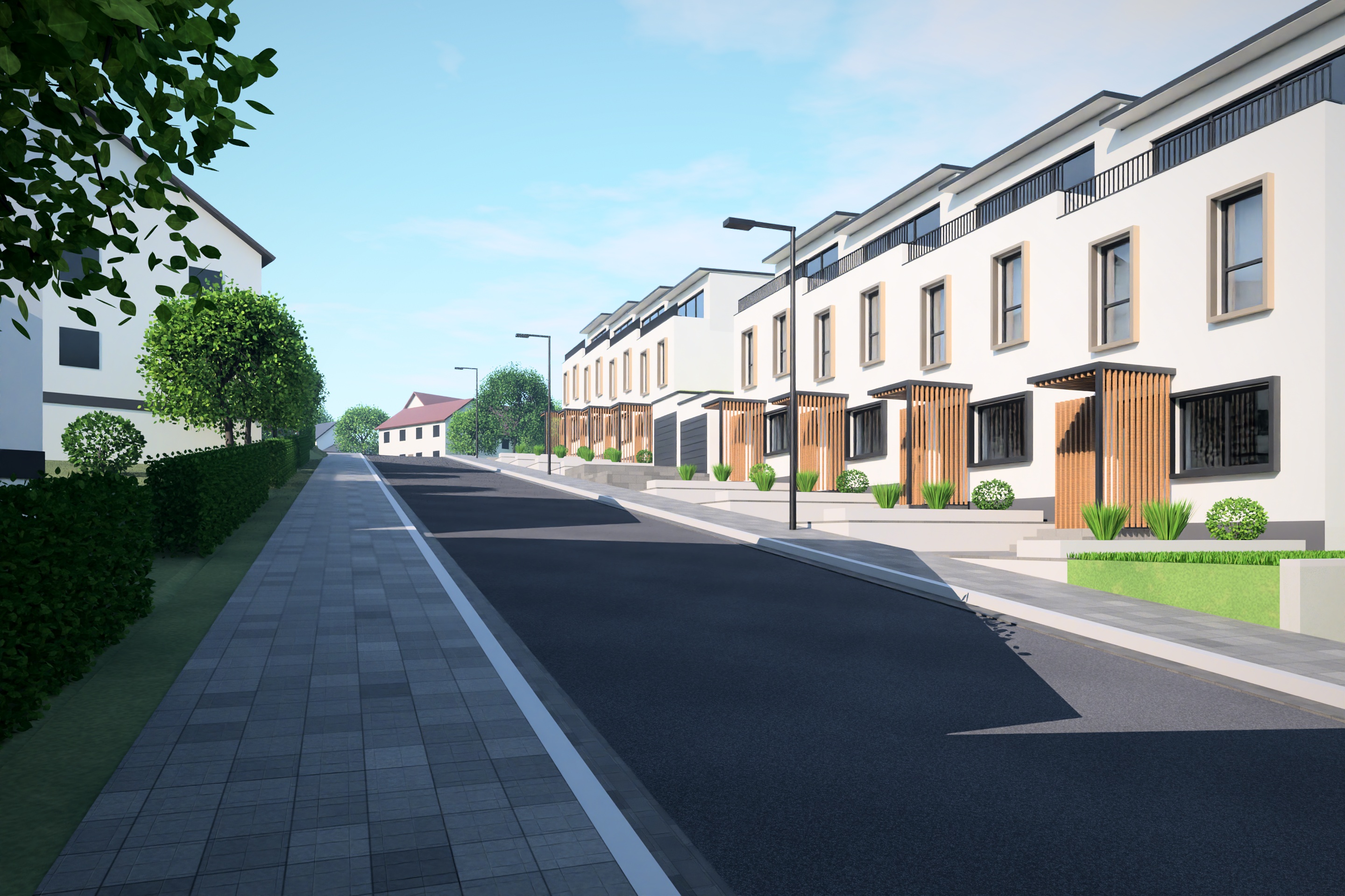 Straßenansicht von Reihenhaus 2 in der Pottaschdell, Völklingen